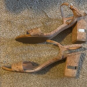 Stuart Weitzman Cork Block Heel Sandals Size 9